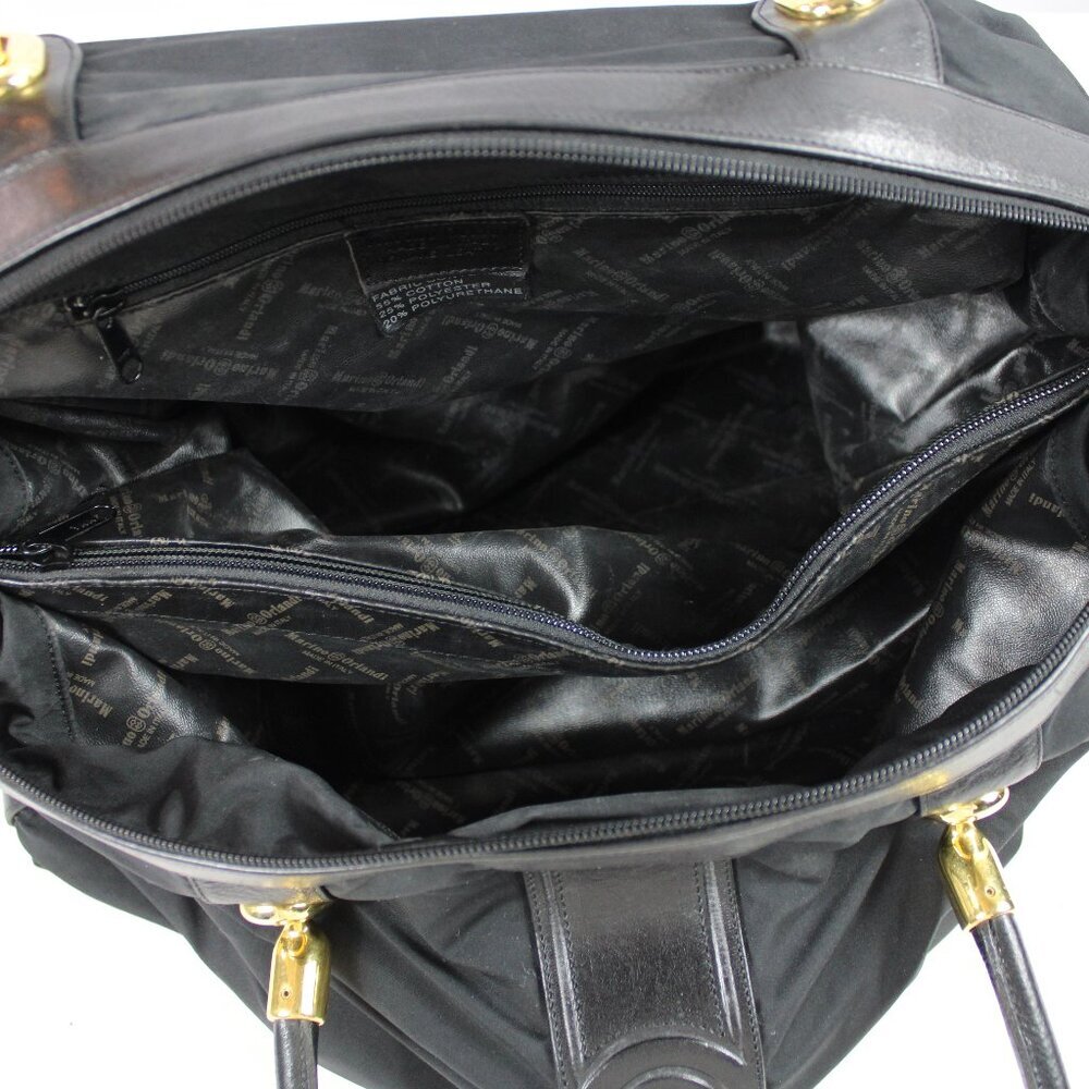 Marino Orlandi Expandable Black Nylon Leather Accent Oversized Satchel - Picture 11 of 12